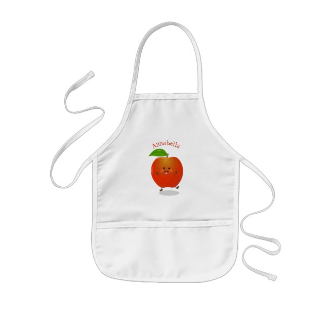 Cute dancing apple cartoon illustration kids apron (Front)