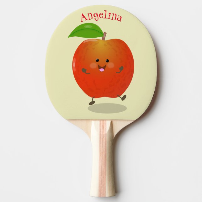 Cute dancing apple cartoon illustration ping pong paddle (Front)