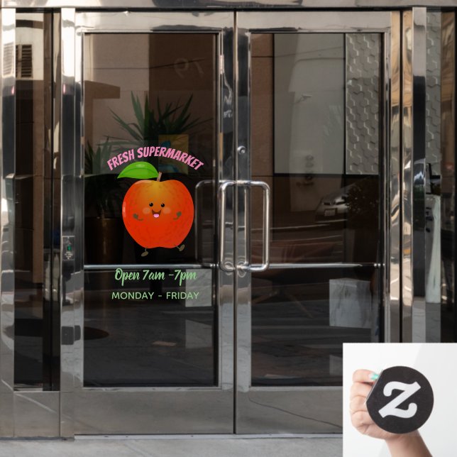 Cute dancing apple cartoon illustration window cling (Office Door)
