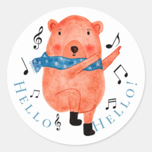 Cute Dancing Bear Hello Sticker