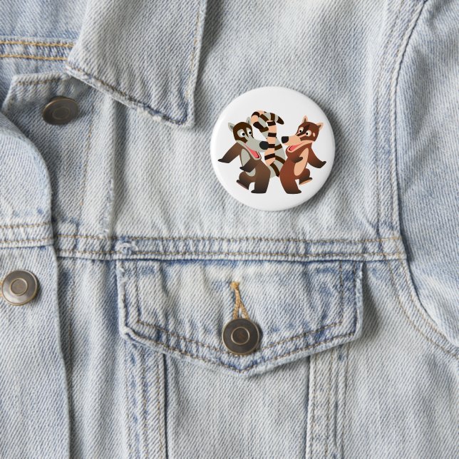 Cute Dancing Cartoon Coatimundis 2 Inch Round Button (In Situ)