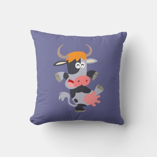 Cute Dancing Cartoon Cow  Pillow (Front)