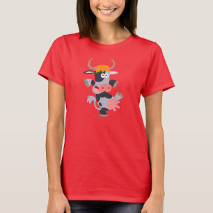 Cute Dancing Cartoon Cow Women T-Shirt