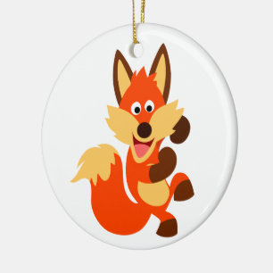 Cute Dancing Cartoon Fox Ornament