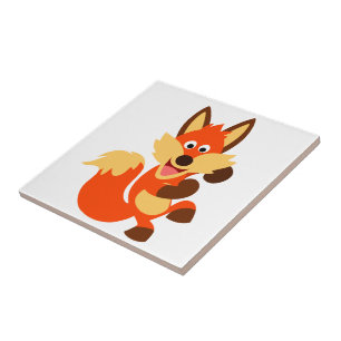 Cute Dancing Cartoon Fox Tile
