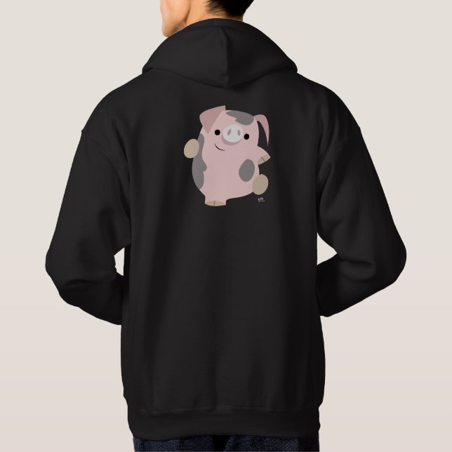 Cute Dancing Cartoon Pig Hoodie (Back)