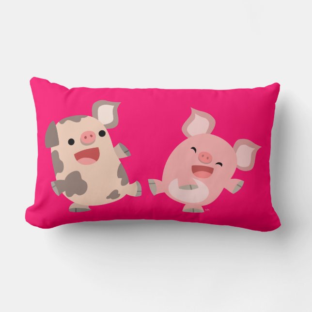 Cute Dancing Cartoon Pigs Pillow (Front)