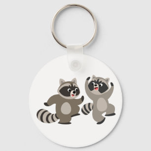 Cute Dancing Cartoon Raccoons Keychain