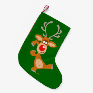Cute Dancing Cartoon Reindeer Christmas Stocking