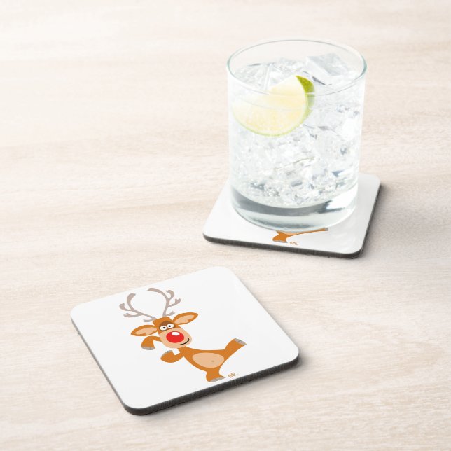 Cute Dancing Cartoon Reindeer Coasters Set (Right Side)