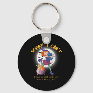 Cute Dancing Cat Witch Costume Halloween Keychain