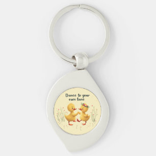 Cute Dancing Ducklings with Floral Spring Vibes Keychain
