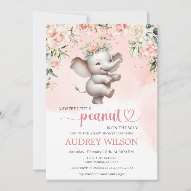 Cute Dancing Elephant Baby Shower Is on the Way Invitation (Front)