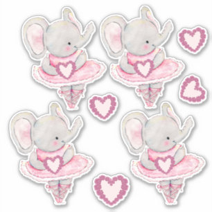 Cute Dancing Elephant Valentine Hearts