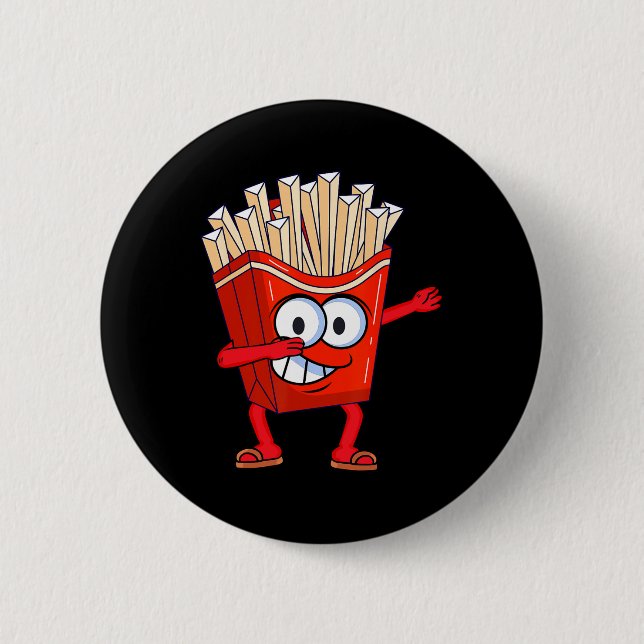 Cute Dancing French Fries Funny Dabbing French Fri 2 Inch Round Button (Front)