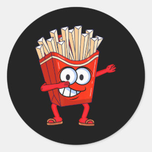 Cute Dancing French Fries Funny Dabbing French Fri Classic Round Sticker