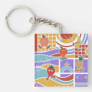 Cute Dancing Fruits Retro Keychain