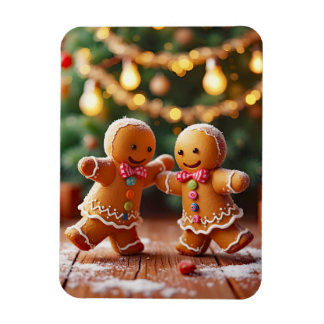 Cute Dancing Gingerbread Couple Christmas Holiday Magnet