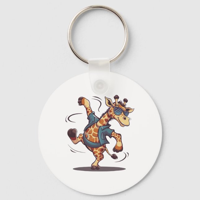 Cute Dancing Giraffe Sungles Giraffe Lover Boys Gi Keychain (Front)