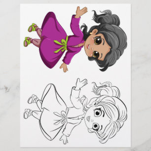 Cute dancing girl  colouring page