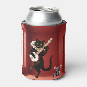 Cute Dancing Guitar Cat and Mouse Can Cooler
