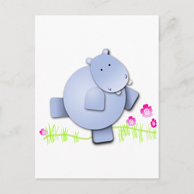 Cute Dancing Hippo Postcard (Front)