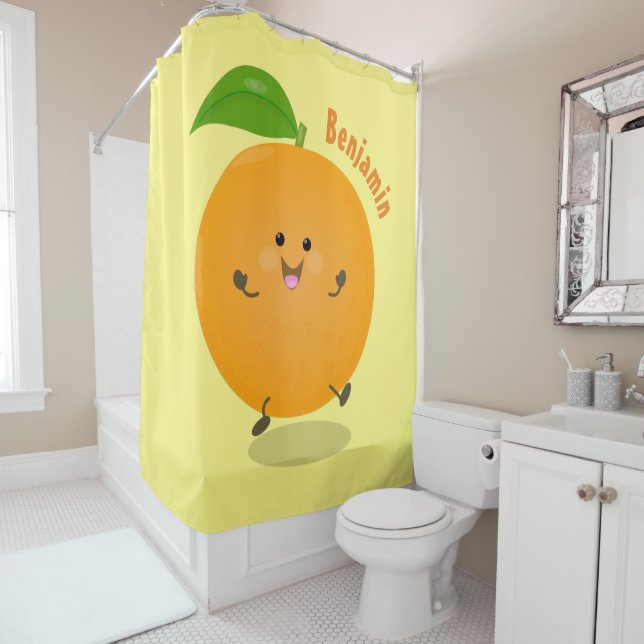 Cute dancing orange citrus fruit (In Situ)