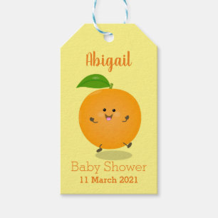 Cute dancing orange citrus fruit gift tags