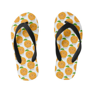 Cute dancing orange citrus fruit kid's flip flops