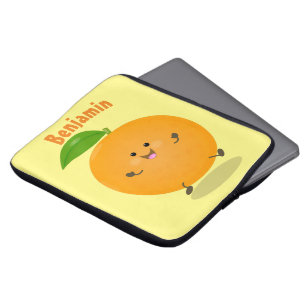 Cute dancing orange citrus fruit laptop sleeve
