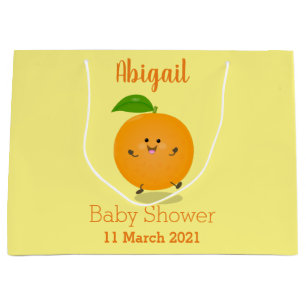 Cute dancing orange citrus fruit large gift bag