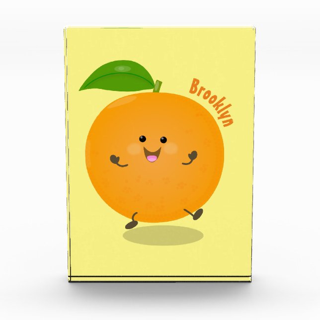 Cute dancing orange citrus fruit photo block (Front)