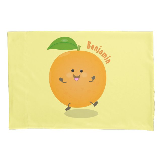 Cute dancing orange citrus fruit pillowcase (Front)