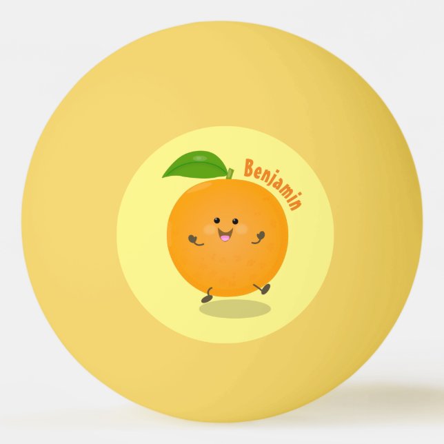 Cute dancing orange citrus fruit ping pong ball (Front)