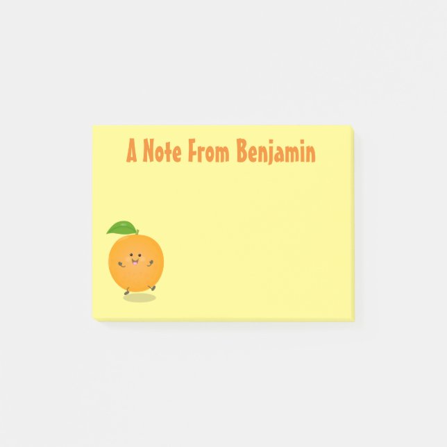 Cute dancing orange citrus fruit post-it notes (Front)
