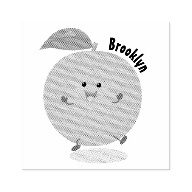 Cute dancing orange citrus fruit rubber stamp (Imprint)