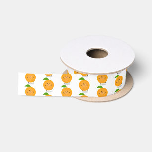 Cute dancing orange citrus fruit satin ribbon