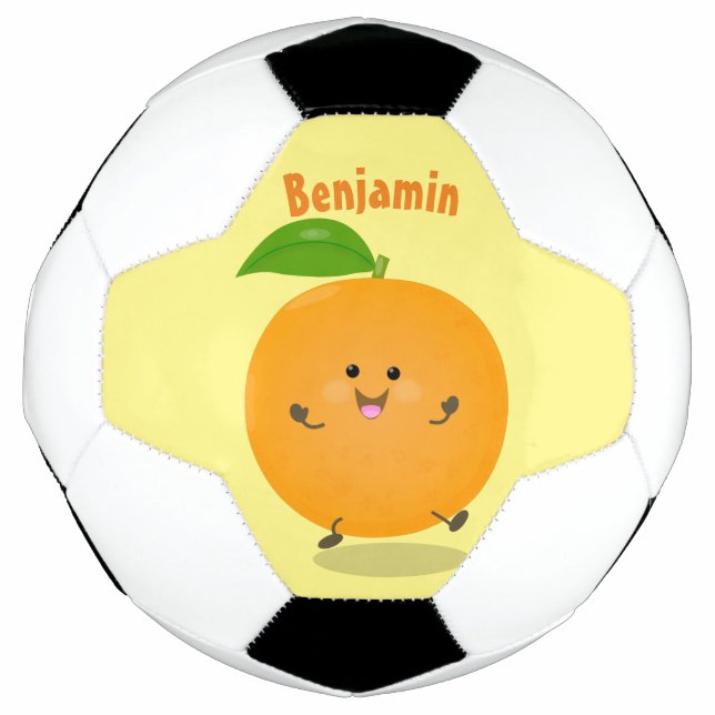 Cute dancing orange citrus fruit soccer ball (Front)