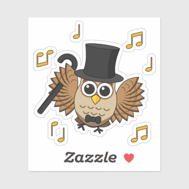 Cute Dancing Owl with Music Notes Cartoon (Sheet)