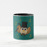 Cute Dancing Owl with Music Notes Cartoon