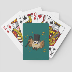 Cute Dancing Owl with Music Notes Cartoon Playing Cards