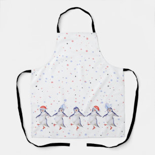 Cute Dancing Penguins Christmas Apron
