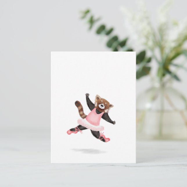 Cute dancing red panda postcard (Standing Front)