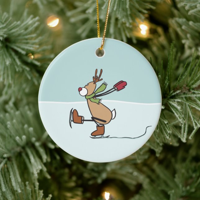 Cute Dancing Reindeer Ceramic Ornament (Tree)