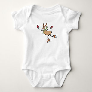 Cute Dancing Reindeer - Christmas Baby Bodysuit