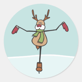 Cute Dancing Reindeer - Christmas Classic Round Sticker