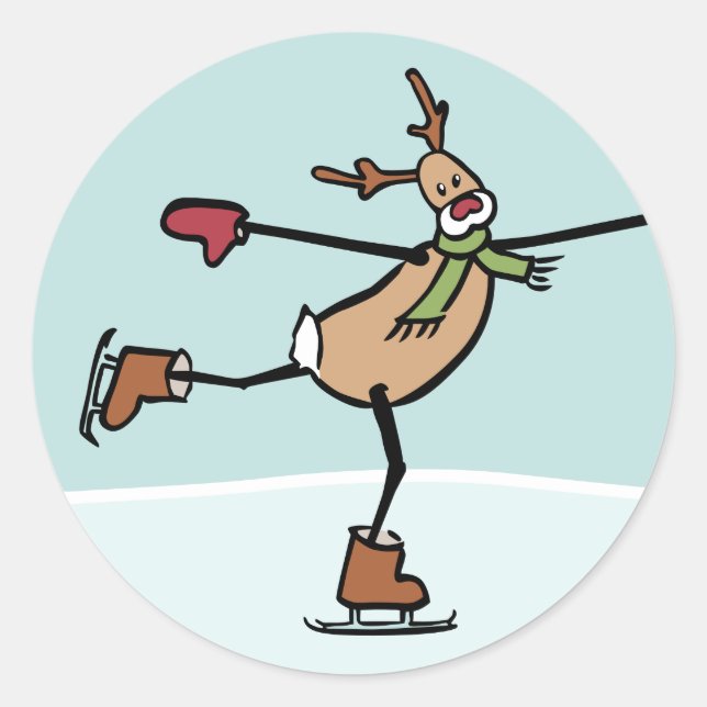 Cute Dancing Reindeer - Christmas Classic Round Sticker (Front)