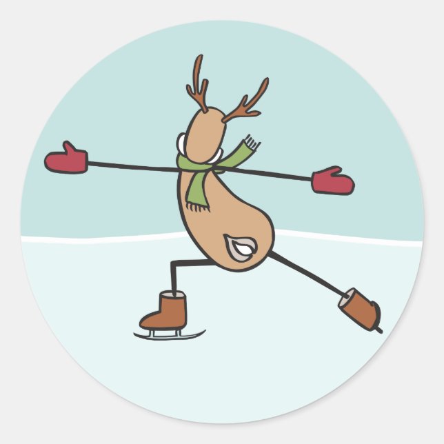 Cute Dancing Reindeer - Christmas Classic Round Sticker (Front)