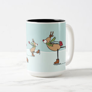 Cute Dancing Reindeer - Christmas Two-Tone Coffee Mug