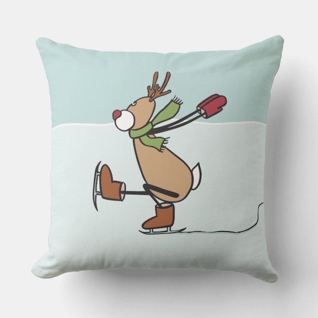 Cute Dancing Reindeer Throw Pillow (Front)